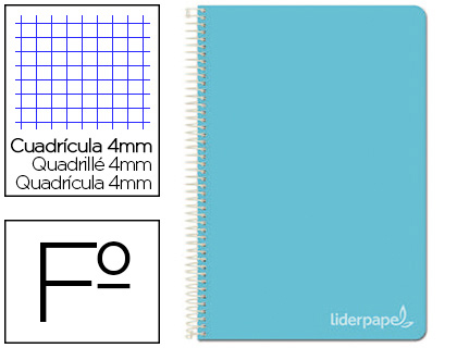 Cuaderno espiral Liderpapel Witty Folio tapa dura 80h 75g c/4mm. color celeste